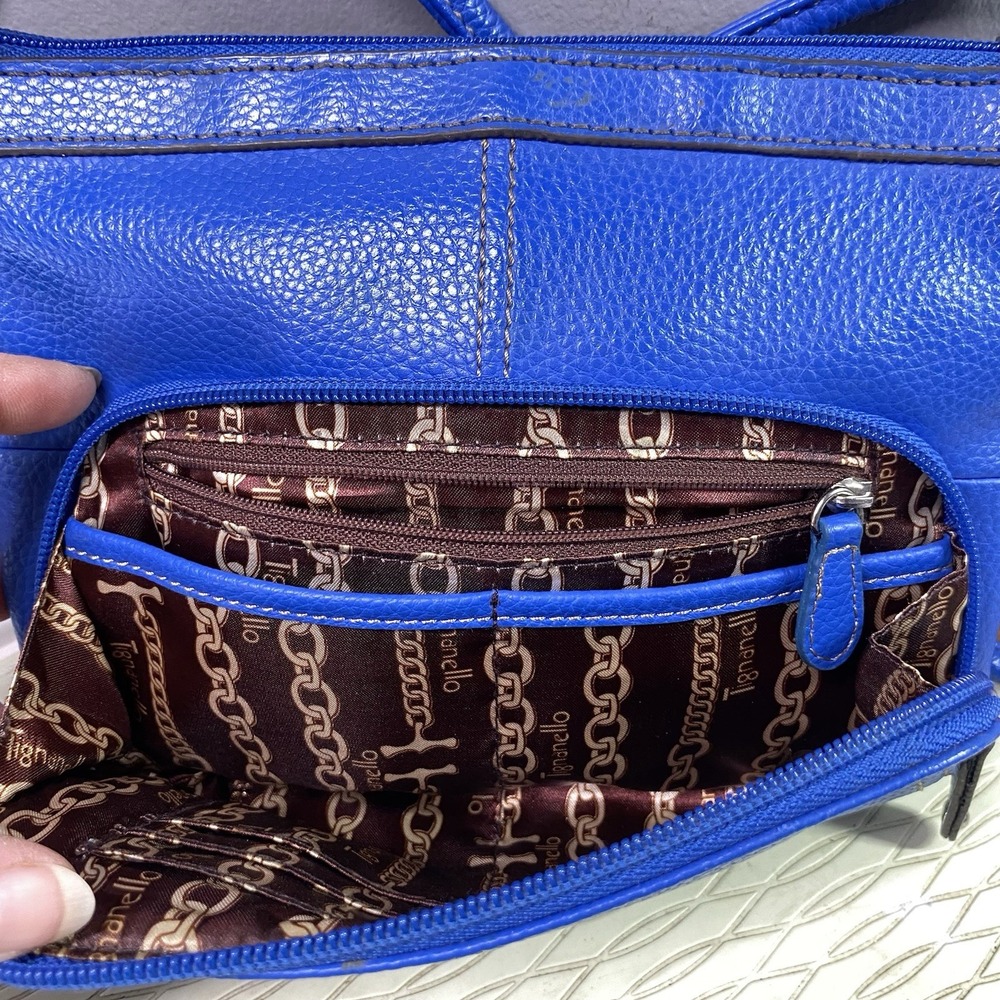 Tignanello Women's Leather Royal Blue Crossbody Purse Tons Pockets 7.5x9x1.5" - Picture 12 of 15